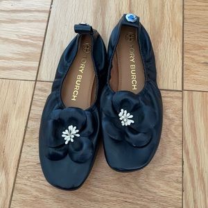 Tory Burch Flower Ballet Flat - Size 7 Black